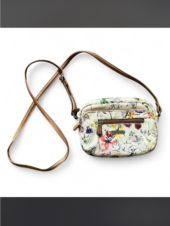 Multisac Handbags - Floral Crossbody Bag with Tan Strap by MultiBran